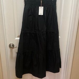 Quince Black Tiered A-Line Skirt